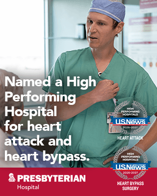 Presbyterian Hospital - Named a High Performing Hospital for heart attack and heart bypass. U.S. News & World Report 2026-2027 High Performing Hospitals award.