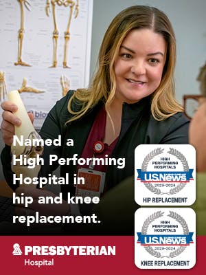 Named a High Performing Hospital in hip and knee replacement. 