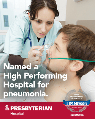 Presbyterian Hospital - Named a High Performing Hospital for pneumonia. U.S. News & World Report 2026-2027 High Performing Hospitals award.