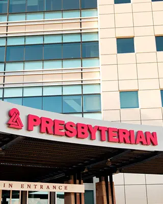 'Presbyterian' sign outside hospital