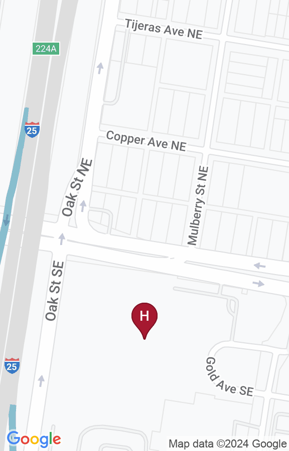 Map showing the location of Presbyterian Hospital
